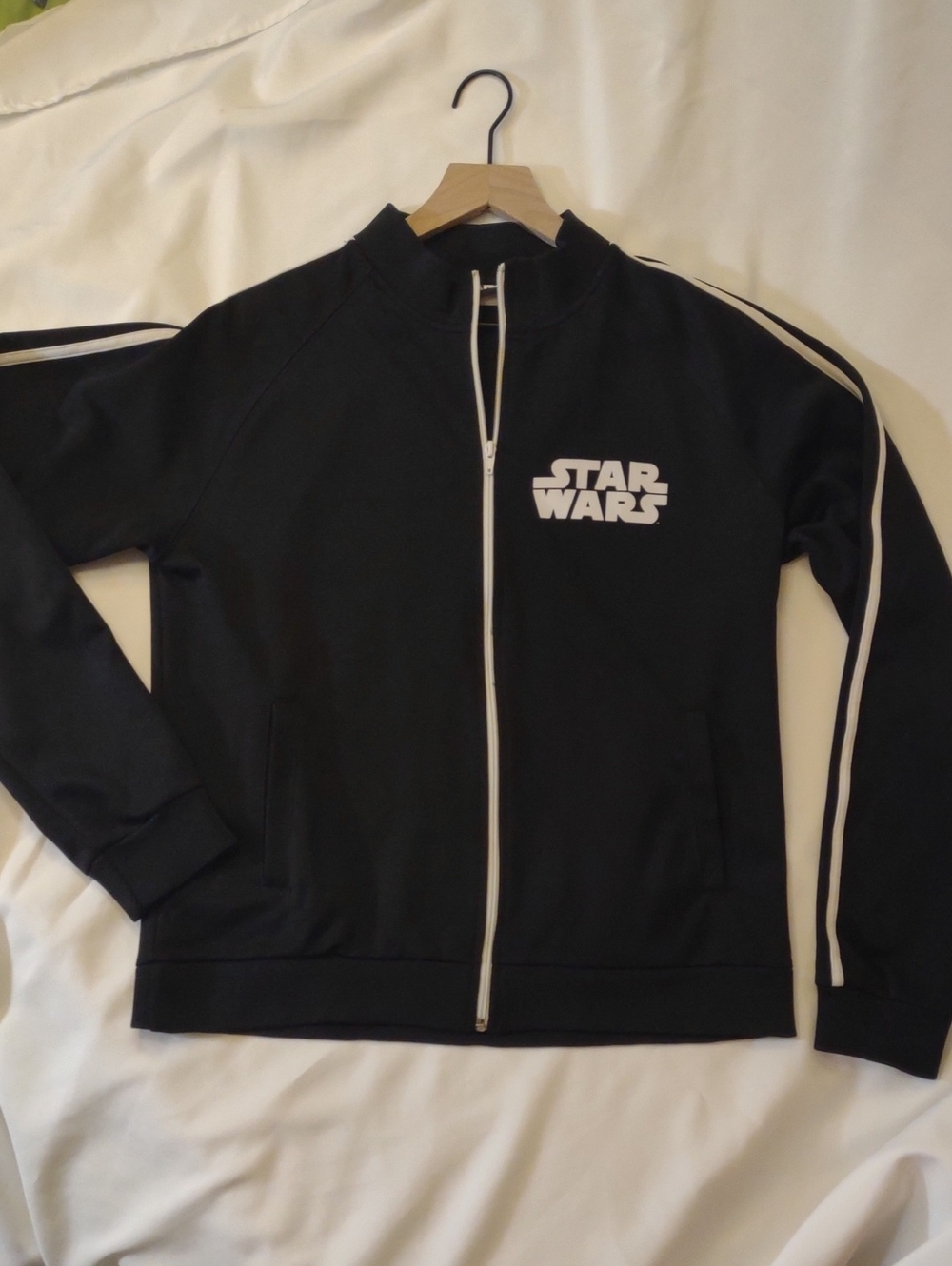 Vintage Star Wars Black Jacket with White Trim and Logo - Size L
